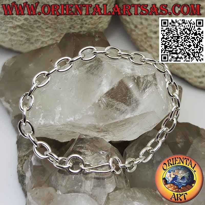 Pulsera de cadena de plata 925 ‰ con anillos ovalados y cierre en forma de S de 18 cm