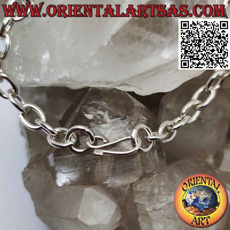 Bracelet chaîne en argent 925 ‰ avec anneaux ovales et fermoir en S de 18 cm