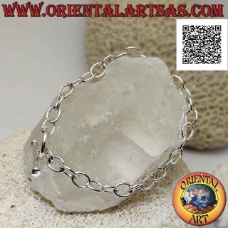 925 ‰ Silberkettenarmband mit ovalen Ringen und 17,5 cm T-Schließe