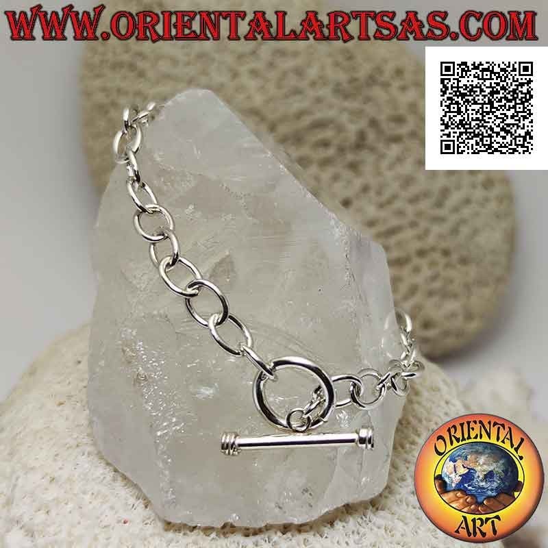925 ‰ silver chain bracelet with oval rings and 17.5 cm T-shaped clasp