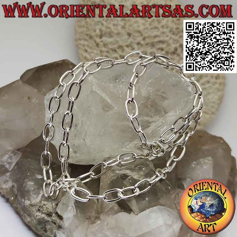Collar de plata 925 ‰ con anillos ovalados clásicos de 56 cm x 5 mm