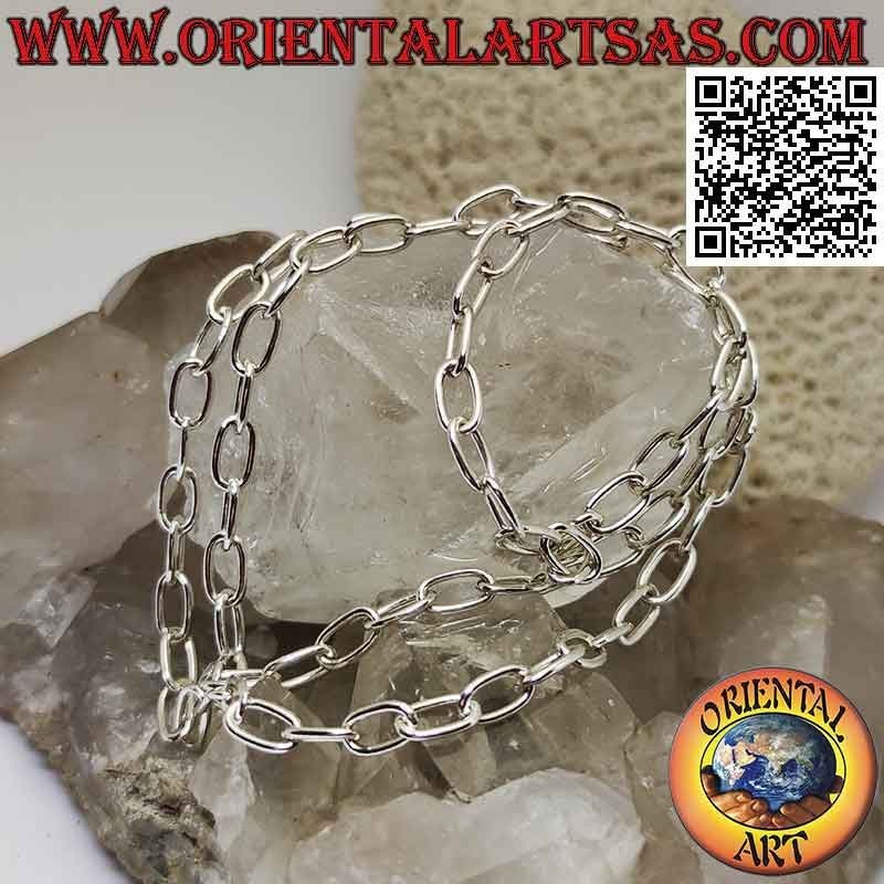 Collar de plata 925 ‰ con anillos ovalados clásicos de 56 cm x 5 mm