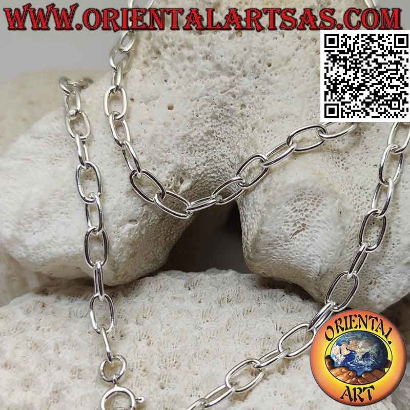 Collar de plata 925 ‰ con anillos ovalados clásicos de 56 cm x 5 mm