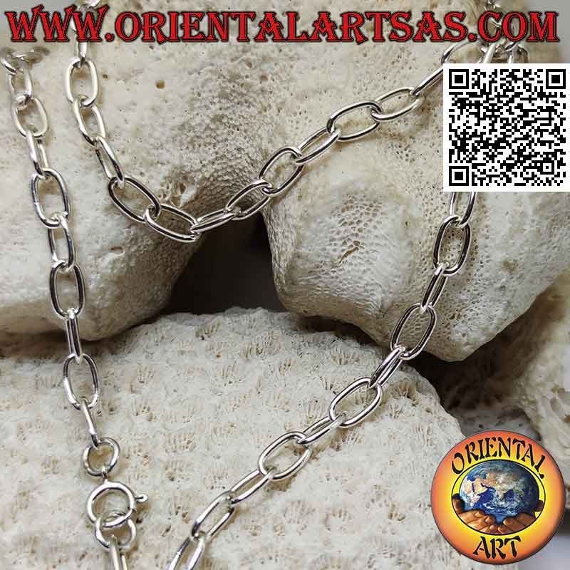 Collar de plata 925 ‰ con anillos ovalados clásicos de 56 cm x 5 mm