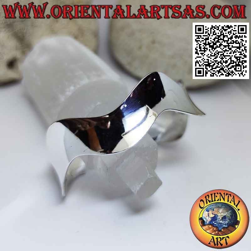 Armreif in 925 ‰ Silber, breit und glatt, 14 mm wellig (22 mm)