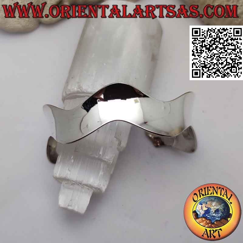 Armreif in 925 ‰ Silber, breit und glatt, 14 mm wellig (22 mm)