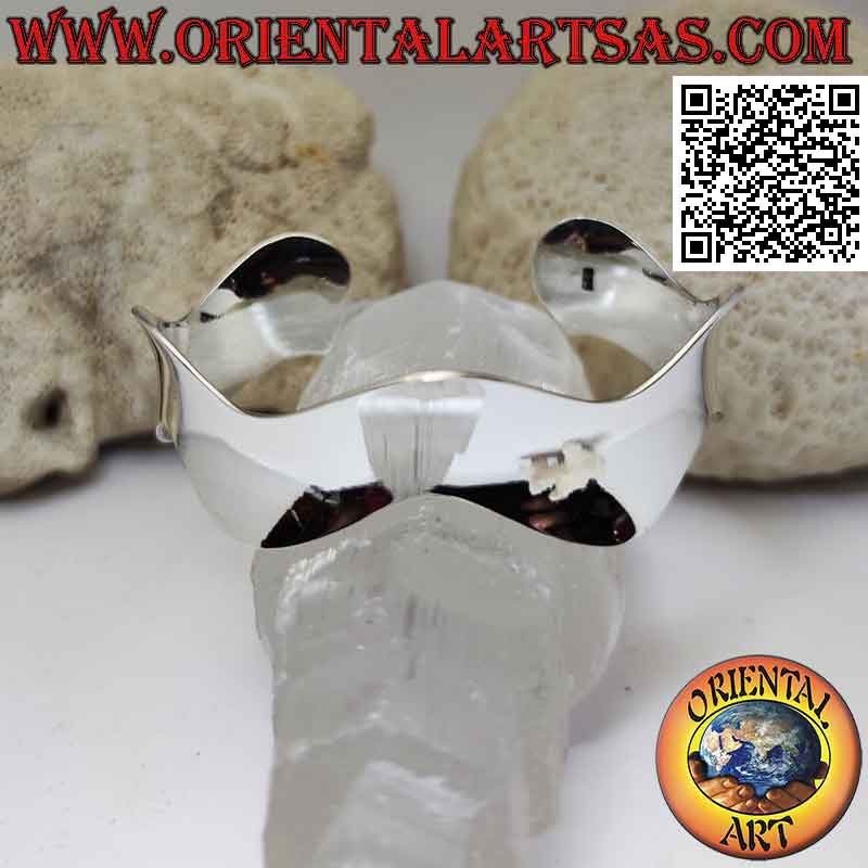 Bracelet jonc en argent 925 ‰, large et lisse, 14 mm ondulé (22 mm)