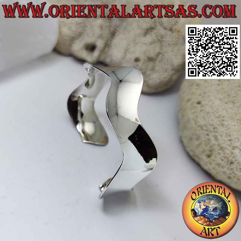 Brazalete de plata 925 ‰, ancho y liso, 14 mm ondulado (22 mm)