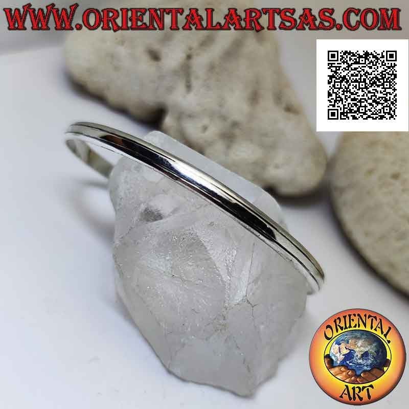 Bracelet rigide en argent 925 ‰ lisse légèrement arrondi avec double ligne parallèle gravée