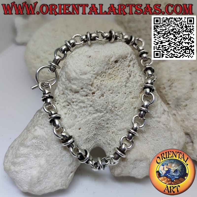 Bracelet en argent 925 ‰ avec une chaine d'anneaux entrecroisés de 19,5 cm