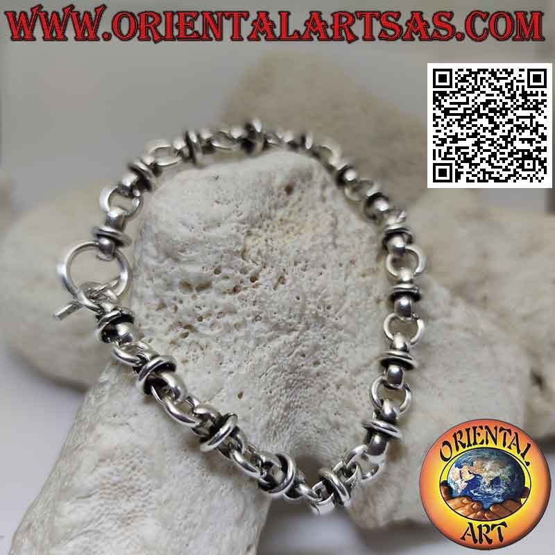 Bracelet in 925 ‰ silver with a chain of 19.5 cm intersected rings