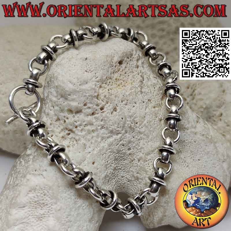 Bracelet in 925 ‰ silver with a chain of 19.5 cm intersected rings