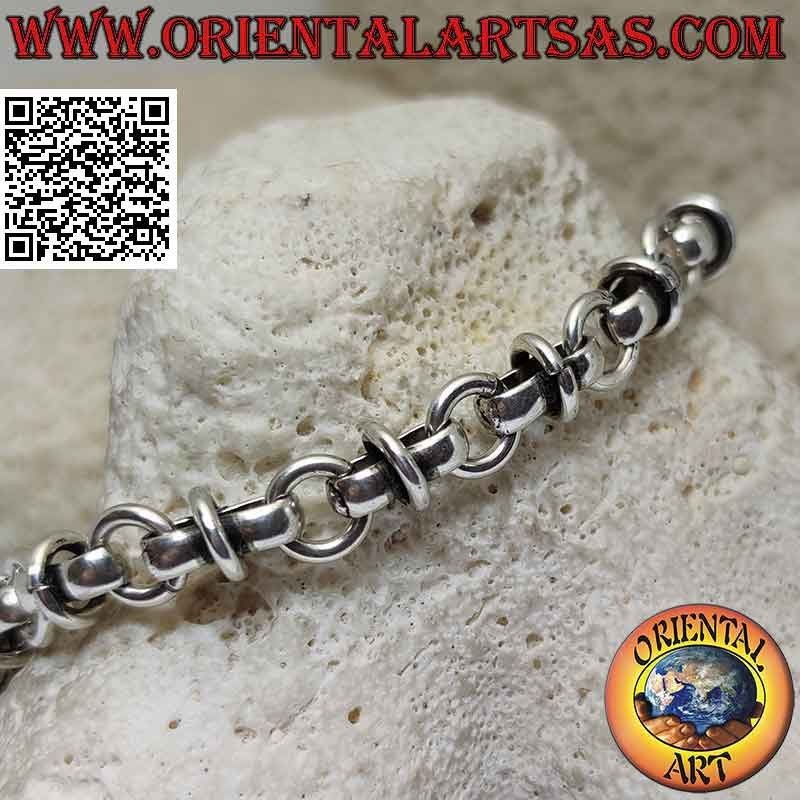 Armband in 925 ‰ Silber mit einer Kette von 19,5 cm gekreuzten Ringen