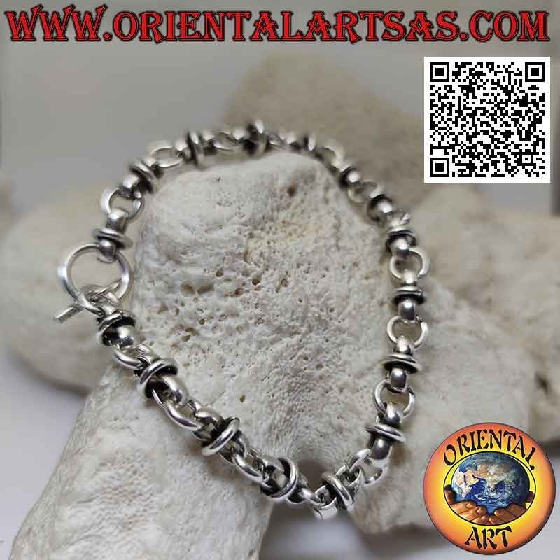 925 ‰ Silberarmband mit 21 cm kreuzender Ringkette