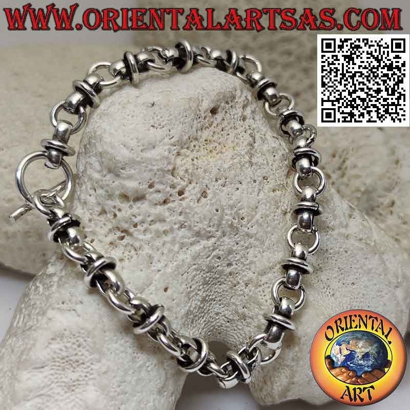 Bracelet en argent 925 ‰ avec chaîne anneaux entrecroisés de 21 cm