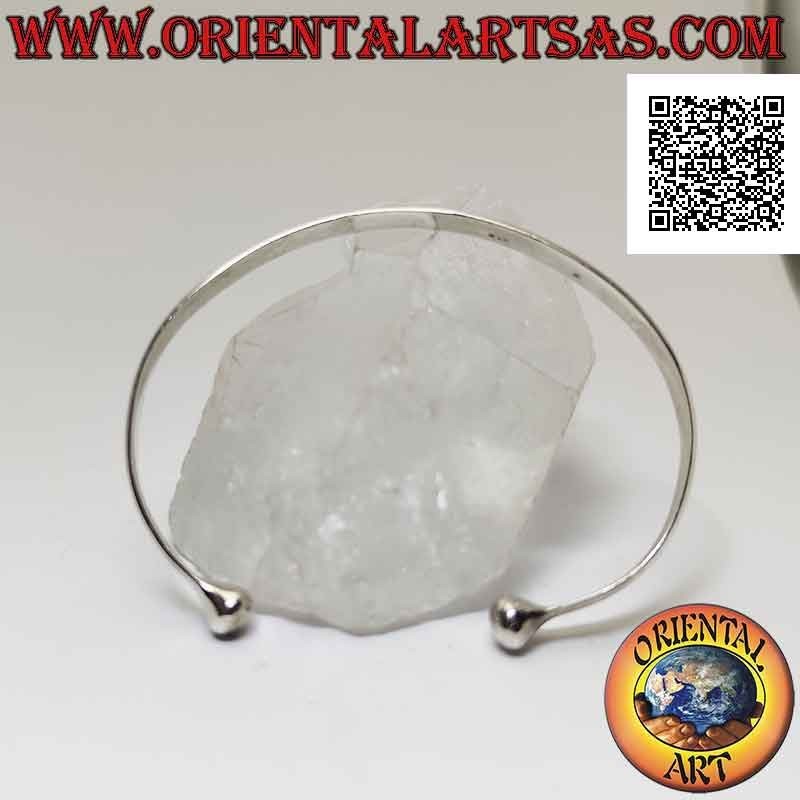 Bracelet rigide en argent 925 ‰ gravures géométriques abstraites et boule terminale