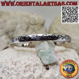 Rigid bracelet in 925 ‰ silver astral engravings and terminal ball
