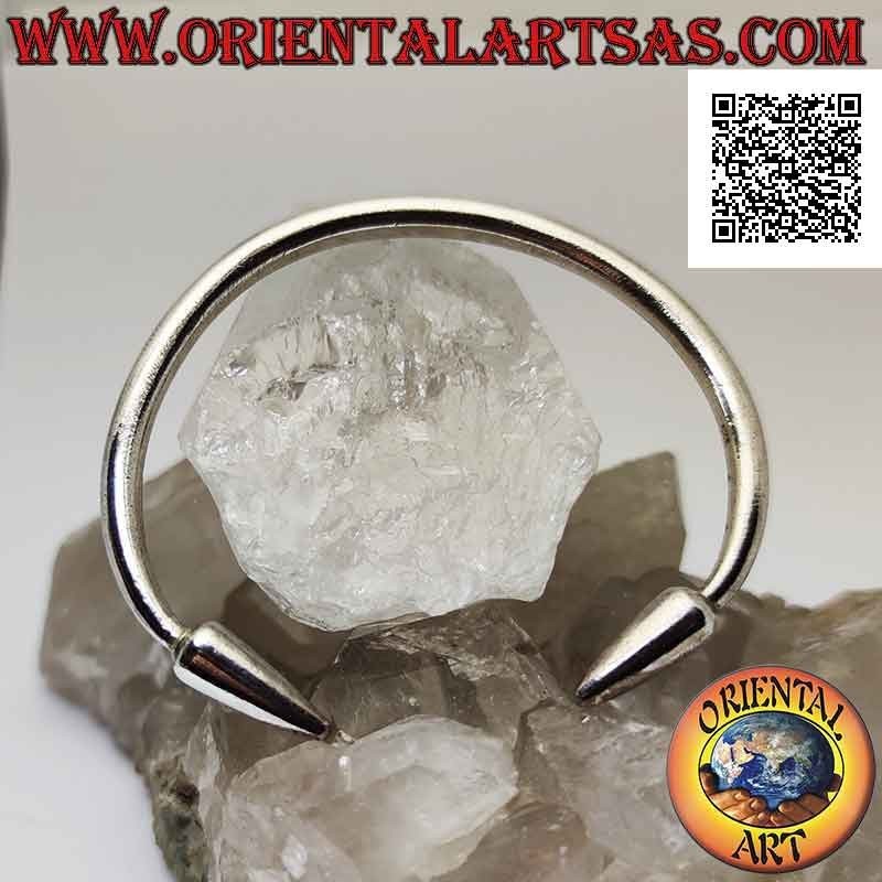 Bracciale rigido in argento 925‰ tubolare liscio con punte di lancia alle estremità
