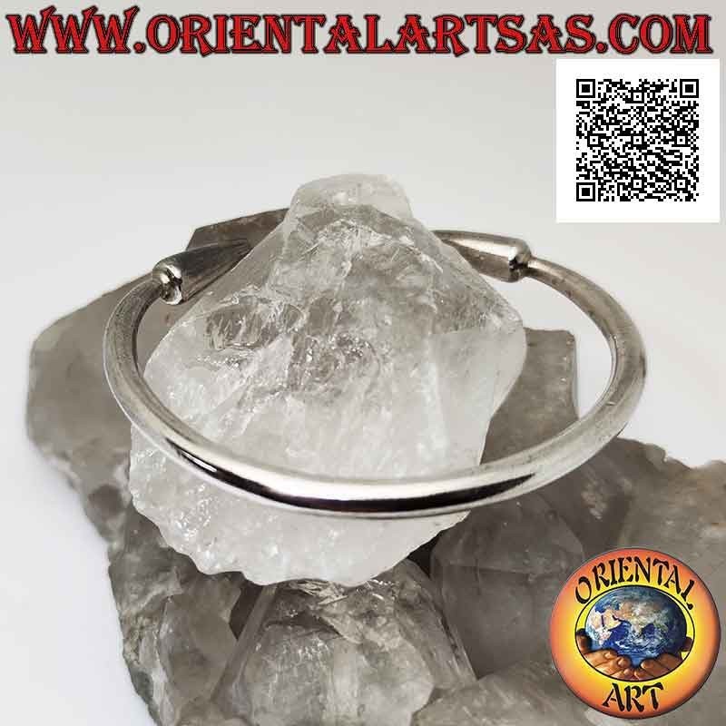 Smooth tubular 925 ‰ silver rigid bracelet with spear points at the ends