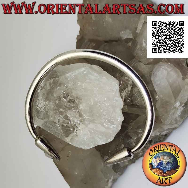 Bracciale rigido in argento 925‰ tubolare liscio con punte di lancia alle estremità