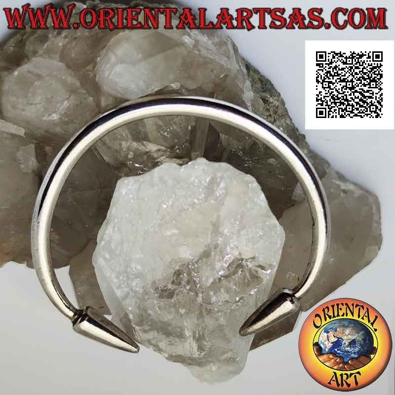 Pulsera rígida tubular lisa de plata 925 ‰ con puntas de lanza en los extremos
