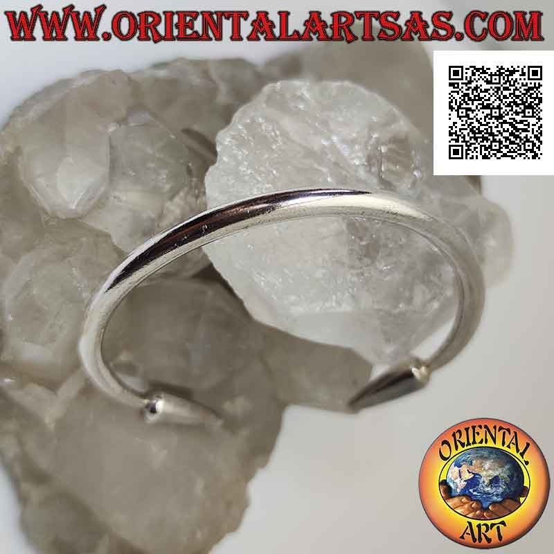 Pulsera rígida tubular lisa de plata 925 ‰ con puntas de lanza en los extremos