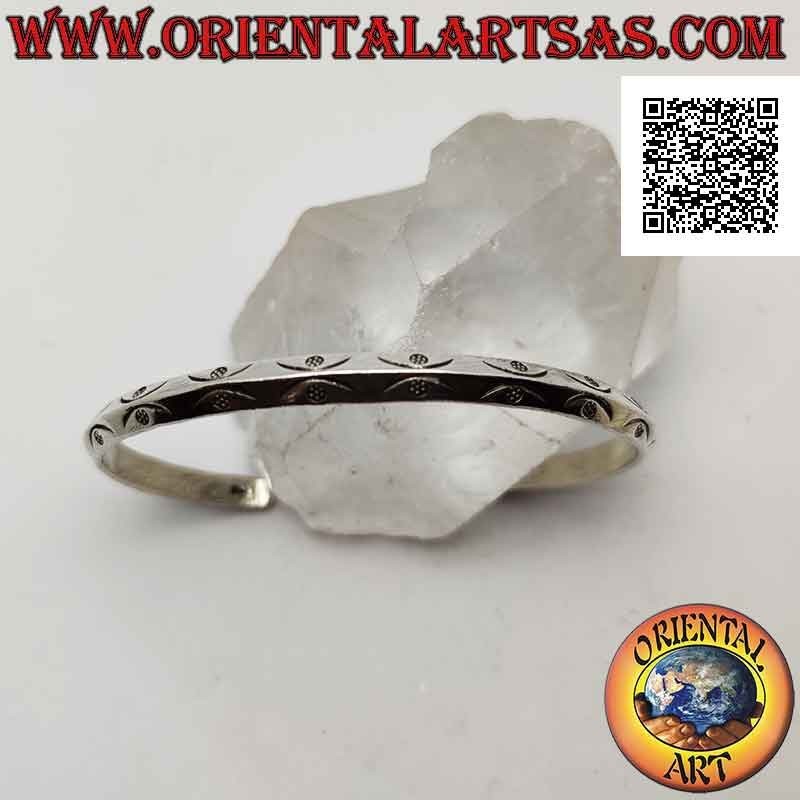 Pulsera rígida triangular de plata 925 ‰ con barcos y flores grabadas