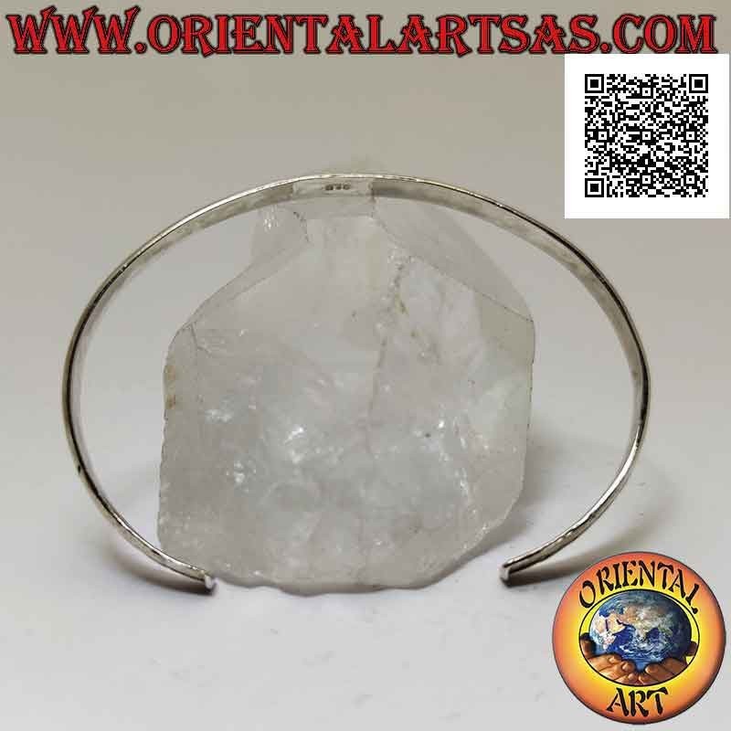 Rigid bracelet in 925 ‰ silver with interweaving of two wires in bas-relief along the center