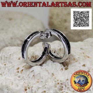 Pendientes de plata de círculo cuadrado simple con hilera de circonitas negras de 18 mm