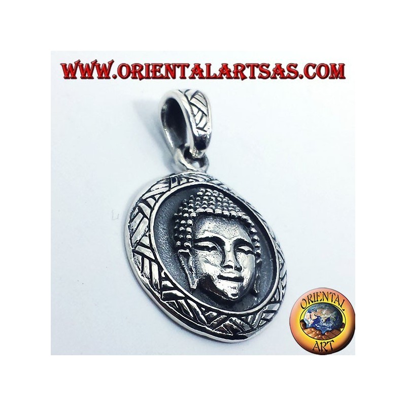 Silver pendant buddha face