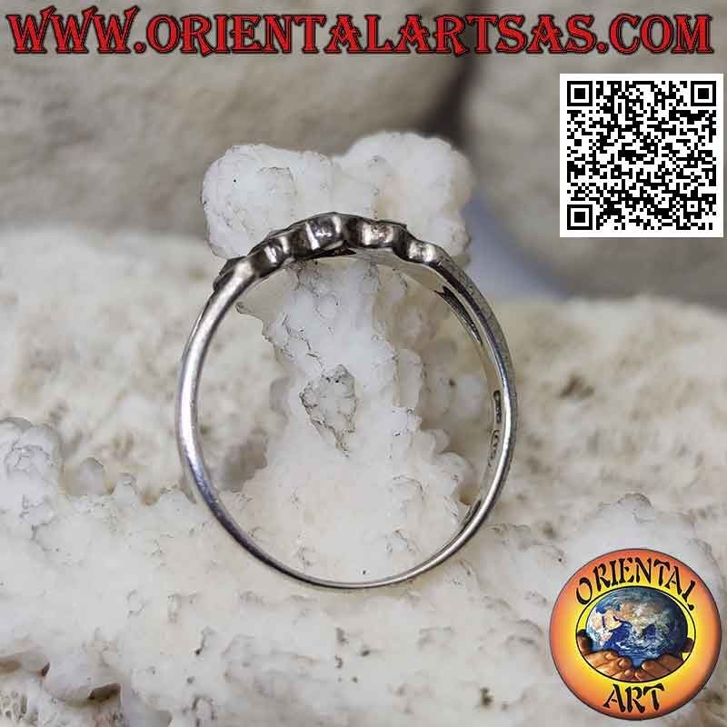 Silver ring with square rhomboid amethyst and double marcasite on the sides