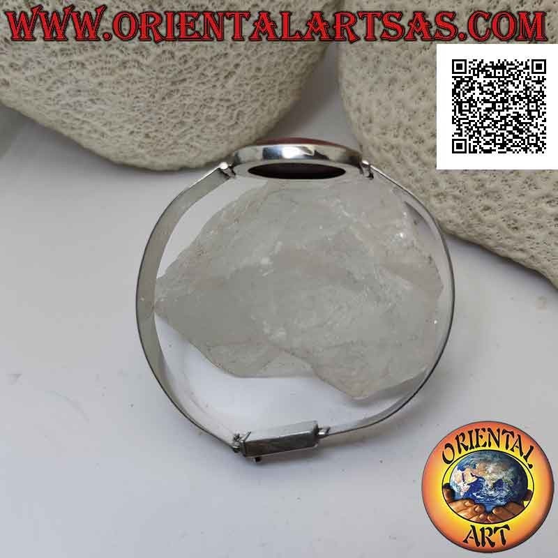 Bracelet en argent 925 ‰ avec madrepora rouge (corail) et bracelet rigide, large et lisse