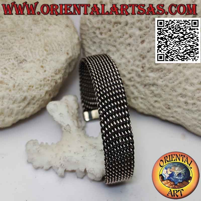 Bracciale rigido in argento 925‰ intreccio fitto a rete flessibile piatto