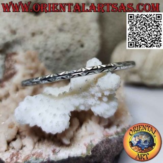 Pulsera rígida en plata 925 ‰ con anillo de diamantes con grabados X