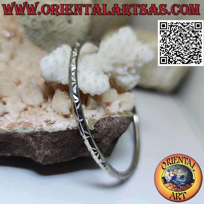 Bracelet rigide en argent 925 ‰ avec bague diamant avec gravures X