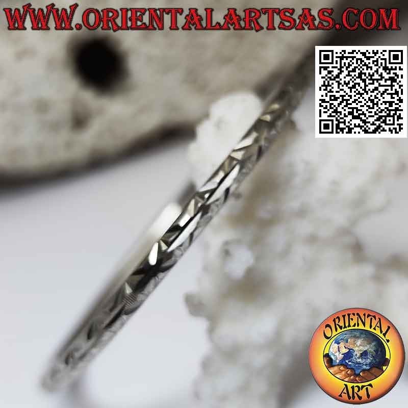 Pulsera rígida en plata 925 ‰ con anillo de diamantes con grabados X