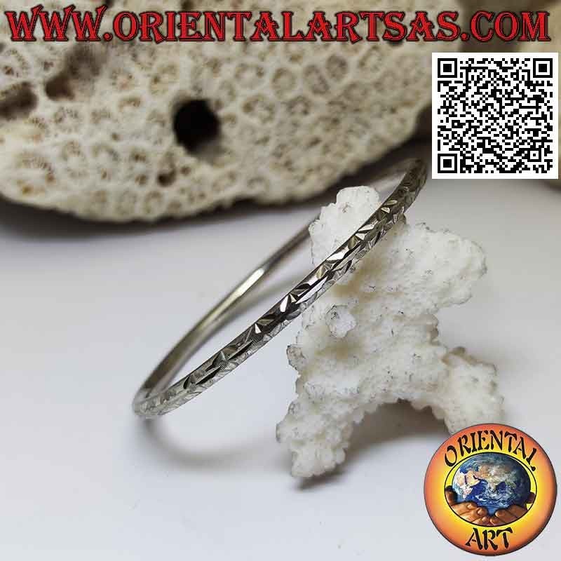 Bracelet rigide en argent 925 ‰ avec bague diamant avec gravures X