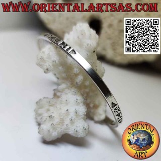 Glattes flaches 925 ‰ Silbernes starres Armband mit gravierten Hieroglyphen