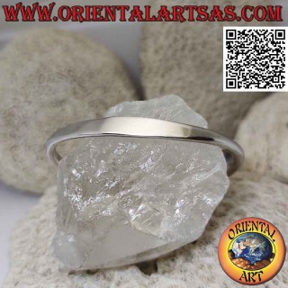 Bracelet rigide en argent 925 ‰ tubulaire lisse écrasé sur le devant