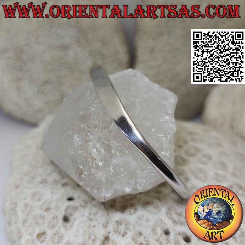 Rigid bracelet in 925 ‰ silver tubular smooth crushed on the front