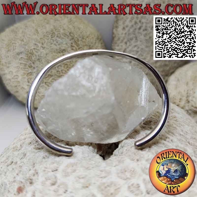 Pulsera rígida en tubular de plata 925 ‰ lisa aplastada en la parte delantera