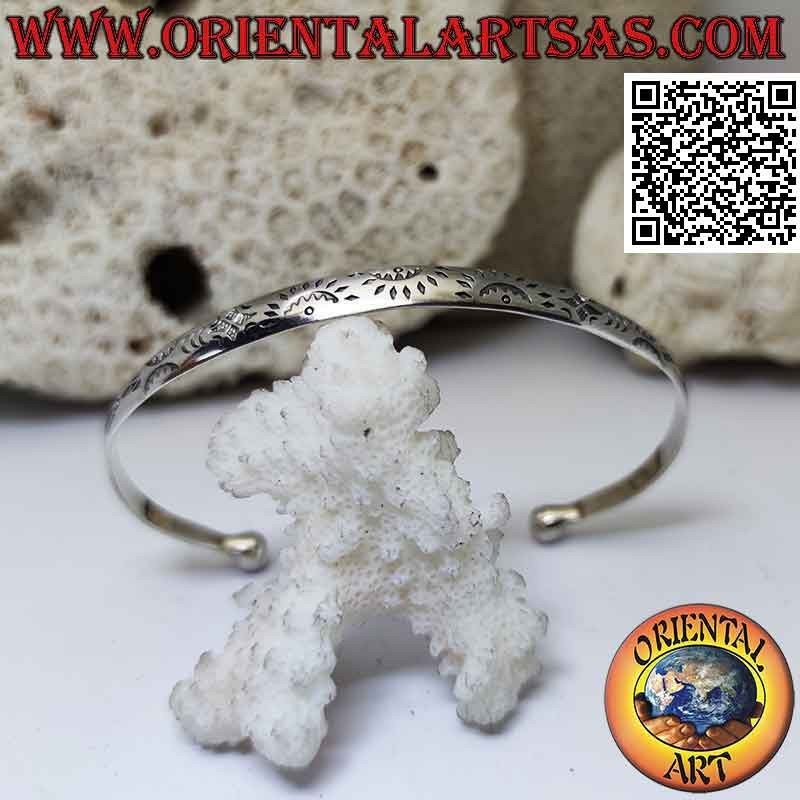 Starres Armband in 925 ‰ Silber mit spiegelgravierter Tribal-Halbsonne
