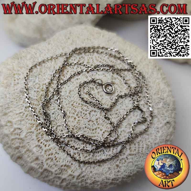 925 ‰ Silberkette Halskette mit 70 cm x 1 mm quadratischen ovalen Ringen