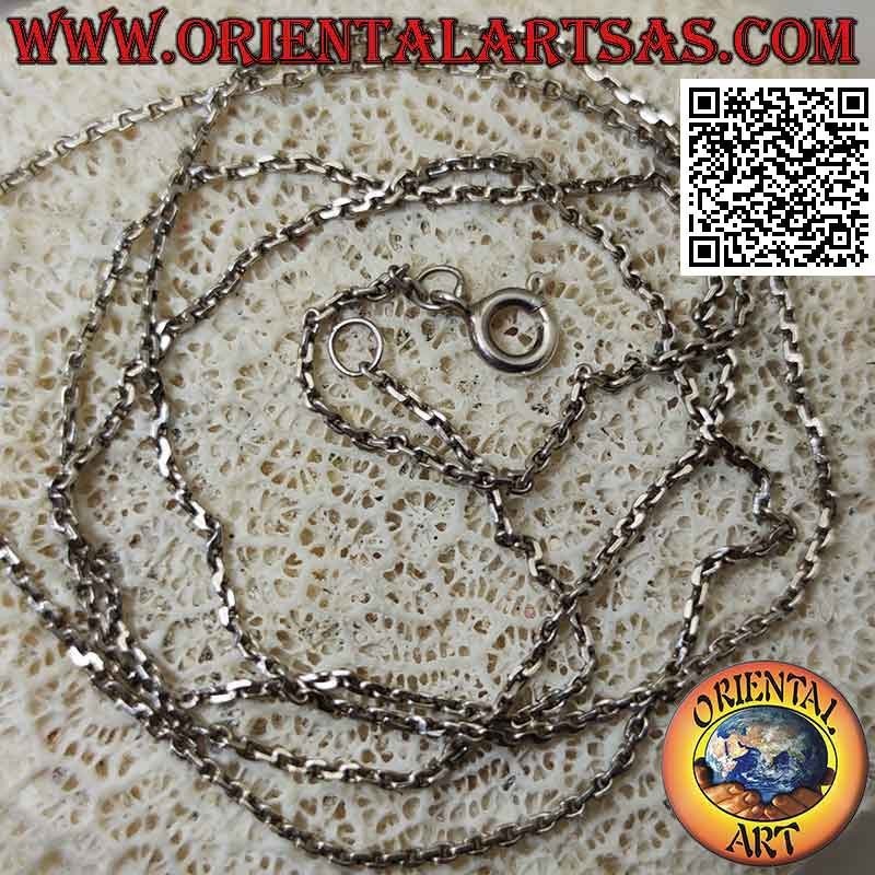 Collana catenina in argento 925 ‰ ad anelli ovali squadrati da 70 cm x 1 mm