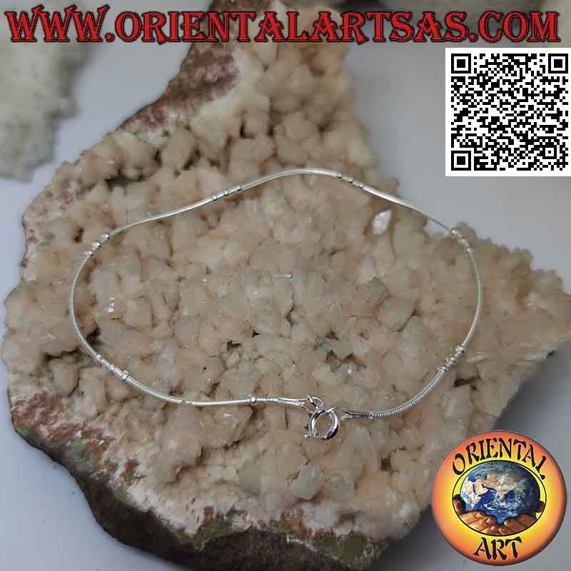 Pulsera fina de plata 925 ‰ con eslabones de serpiente con trío de bolas espaciadas