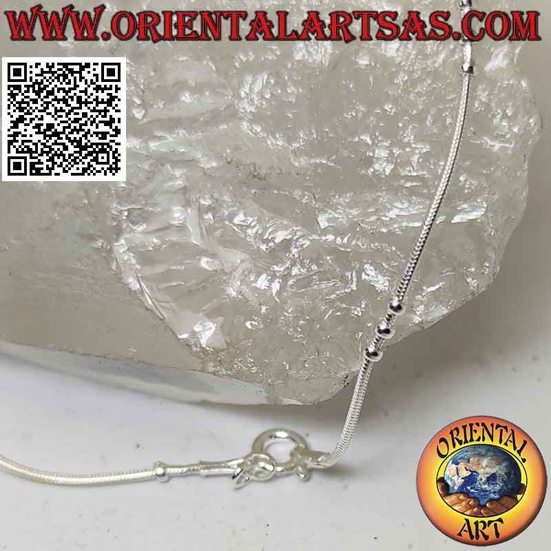 Pulsera fina de plata 925 ‰ con eslabones de serpiente con trío de bolas espaciadas