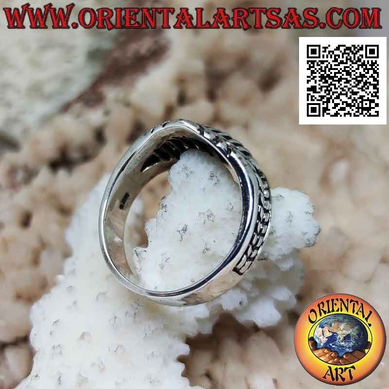 Bague en argent en forme de bouche aux dents pointues