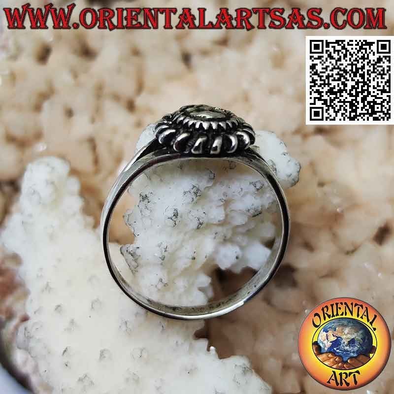 Bague en argent en forme de soleil avec un visage en forme (petit)