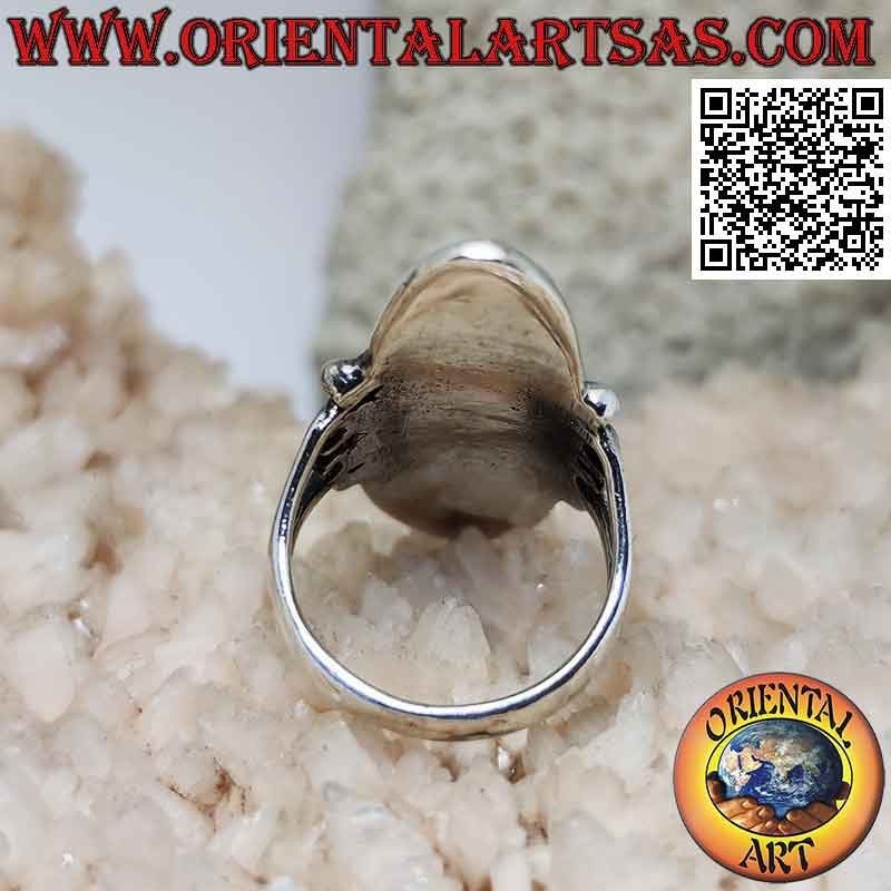 Bague ovale en argent avec bas-relief forêt de bambous