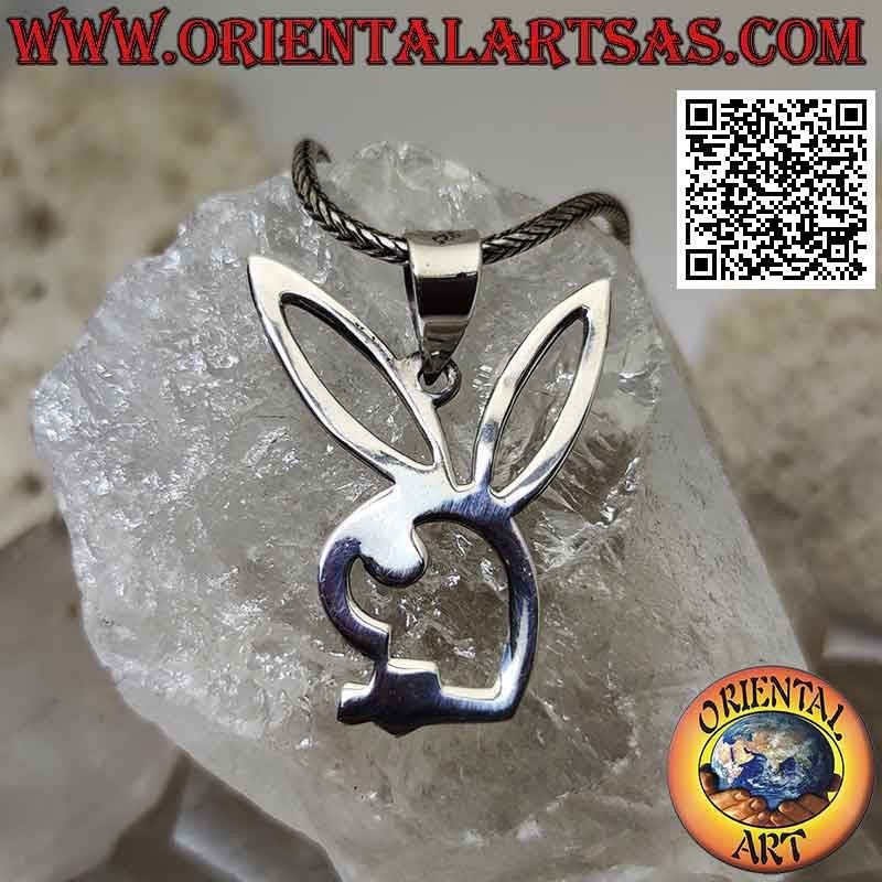 Colgante conejito "Playboy" de plata con calado interior